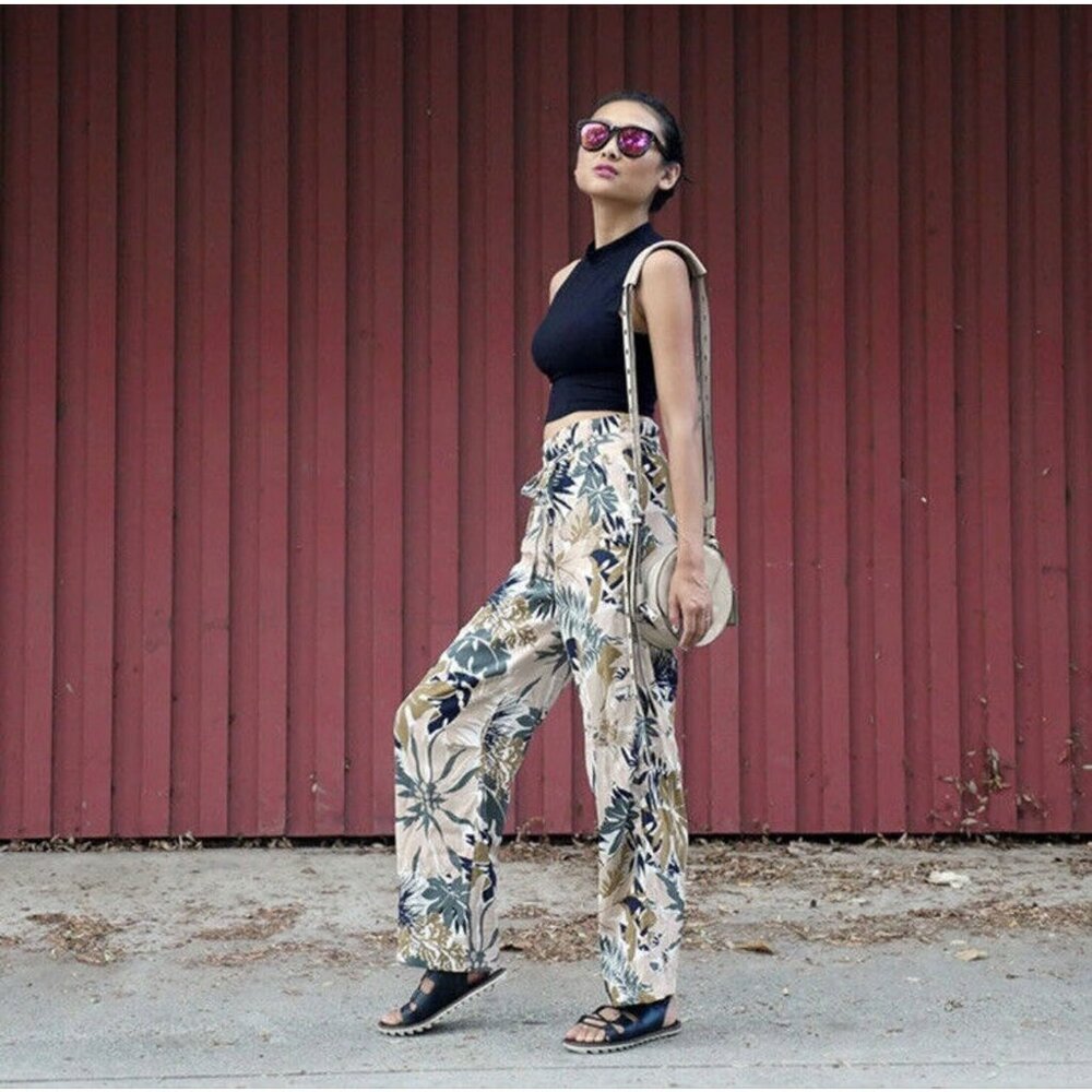NWT Rag & Bone silk high waist tropical palm print pants - Picture 5 of 10